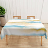Lofaris Fresh Blue and Yellow Rectangle Tablecloth with Bokeh Effect for Abstract Party Celebration Decor